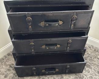 Vintage Faux Leather Stacked Storage Chests second image