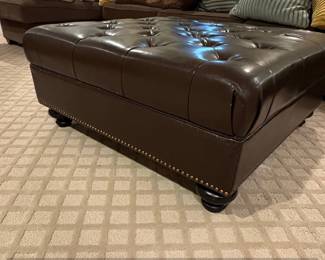 Tufted Faux Leather Storage Ottoman with Nailhead Trim second image