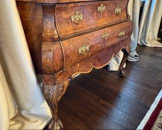 Antique Dutch Marquetry Bombe Display Cabinet third image
