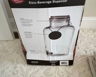 TableCraft Rustic Country Glass Beverage Dispenser with Chalkboard Necklace
