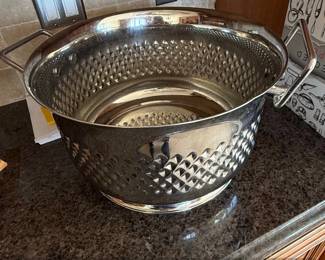 Vintage Silver Tone Ice Bucket or Punch Bowl with Diamond Cut Pattern second image