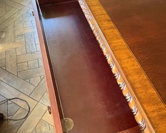 Mahogany Partners Desk with Leather Inlay fourth image