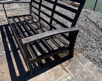 Dark Brown Metal Outdoor Loveseat Frame second image