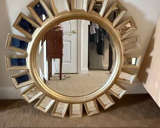 Gold Sunburst Mirror with Rectangular Accents second image