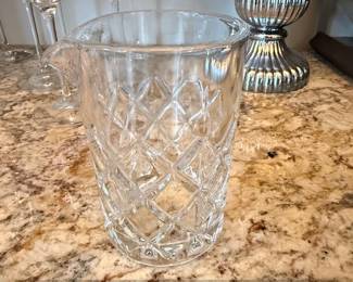 Cut Crystal Glass Pitcher with Spout  Diamond Pattern second image