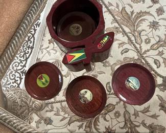 Guyana Rose Shaped Coaster Set with Holder third image