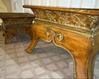 Vintage Embossed Metal Planter Stands Set of  third image