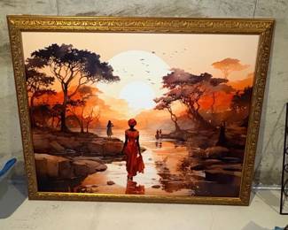 African Sunset Landscape Framed Print