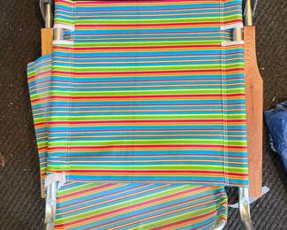 Vintage Debro The Original Striped Aluminum Folding Beach Chair