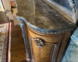 Michael Amini Villa Valencia Italian Style Mahogany and Marble Top Sideboard Credenza second image