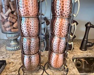 Hammered Copper Moscow Mule Mugs with Stand second image