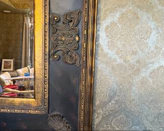 Large Ornate Black and Gold Giltwood Mirror second image