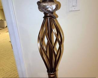 Bronze Torchiere Floor Lamp with Twisted Cage Accent second image
