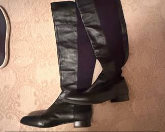 Louise et Cie OvertheKnee Boots Black Leather Stretch Panel