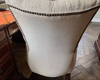 Tufted Upholstered Wingback Dining Chair with Nailhead Trim second image