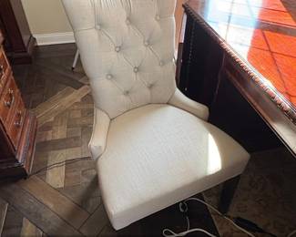 Tufted Upholstered Wingback Dining Chair with Nailhead Trim
