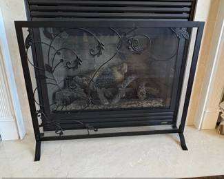 Lennox Wrought Iron Fireplace Screen with Floral Scrollwork