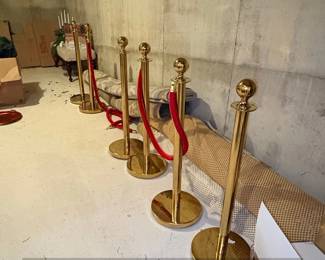 Gold Tone Stanchions with Red Velvet Ropes