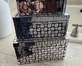 Set of Mirrored Mosaic Decorative Boxes second image