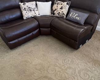 Dark Brown Leather Reclining Sectional Sofa  Ashley Furniture Family Circle