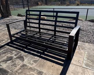 Dark Brown Metal Outdoor Loveseat Frame