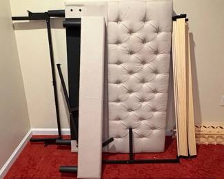 Tufted Upholstered Headboard with Metal Bed Frame and Slats