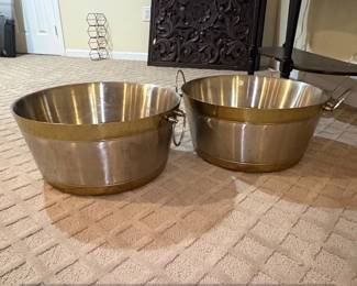 Vintage Metal Ice Bucket or Planter with Brass Trim  available
