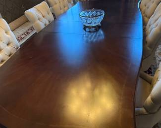 Mahogany Wood Dining Table with 8 upholstered chairs  second image