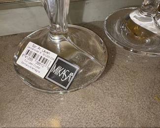 Mikasa Spring Aria Laven Full Lead Crystal Tulip Candlestick Holders Set of  third image