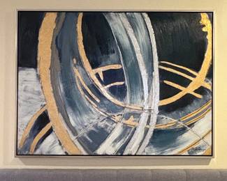 Abstract Artwork with Gold and Blue Tones