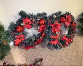 Artificial Christmas Wreaths and Garland Set with Pinecones, Gold Ornaments, and Red Poinsettias third image