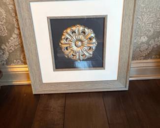 Framed Gold Tone Medallion Wall Art