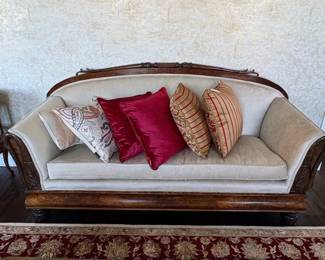 Antique Duncan Phyfe Style Carved Mahogany Sofa