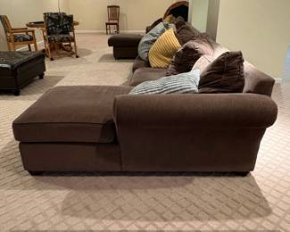 Brown Fabric Sectional Sofa with Chaise and Ottoman fourth image