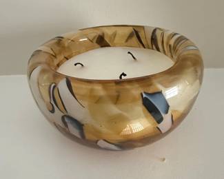 Artisan Swirl Glass Candle Holder Bowl