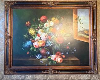 Charles Eastman Floral Still Life Oil Painting