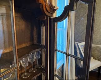 Antique Dutch Marquetry Bombe Display Cabinet fourth image