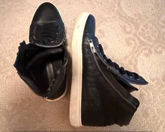 Steve Madden Black Leather HighTop Sneakers with Zippers second image