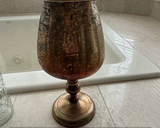 Vintage Amber and Black Mercury Glass Pedestal Vase