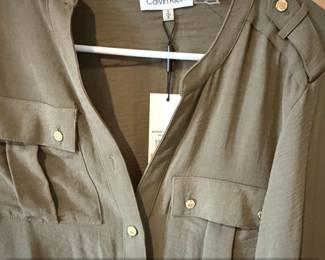Calvin Klein Womens Utility Shirt Olive Green second image