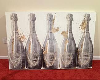 Dom Prignon Champagne Bottles with Gold Splatter Canvas Print by Oliver Go