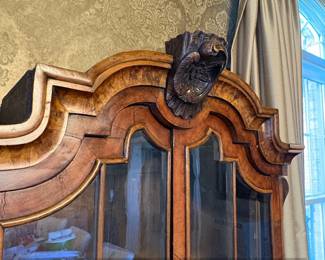 Antique Dutch Marquetry Bombe Display Cabinet second image