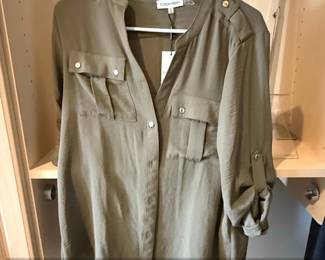 Calvin Klein Womens Utility Shirt Olive Green