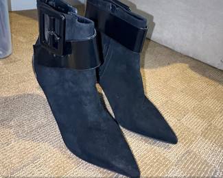 Saint Laurent Paris Jill CrystalBuckle Leather Ankle Boots