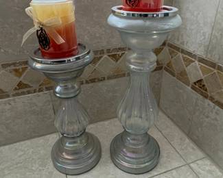 Set of Ombre Scented Pillar Candles with Decorative Candle Holders
