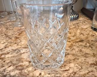 Cut Crystal Glass Pitcher with Spout  Diamond Pattern