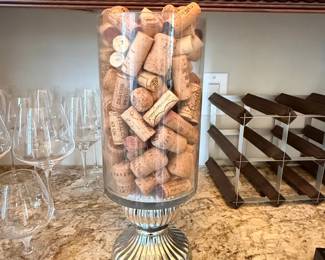 Glass Urn Pedestal with Wine Corks