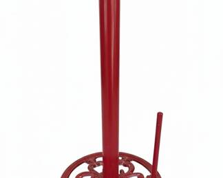 Red Cast Iron Decorative Paper Towel Holder with Floral Base