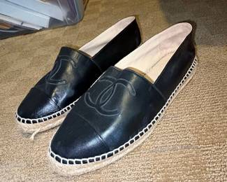 Chanel Black Leather Espadrille Flats second image