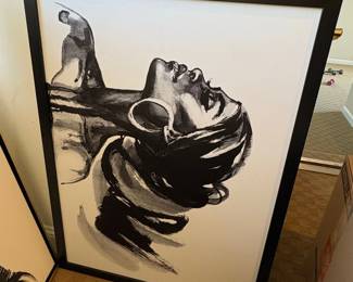 Framed Ink Wash Portrait of a Woman